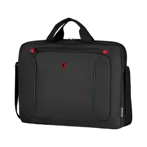 Klēpjdatora soma Wenger BQ 16 Slimcase Toploader Black — paredzēta 16" klēpjdatoriem, augšējā ielāde, polsterēta nodalījuma