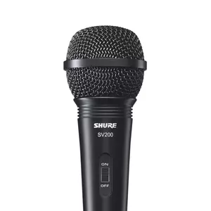 Karaoke dinamiskais mikrofons Shure SV200, vads XLR-3, kardioīds 50–15000 Hz, 600 Ω, melns, ieslēgšanas/slēgšanas poga