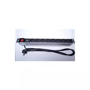 Barošanas sadales bloks PREMIUMCORD PDU-F10G08S — 8×230V kontaktligzdas, 2 m kabelis, ar pārsprieguma aizsardzību