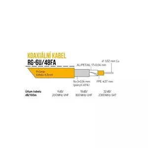 Коаксиальный кабель Lexi-NET RG-6U/48FA, 75 Ом, двойное экранирование, 6.5 мм, ПВХ, белый, бухта 100 м