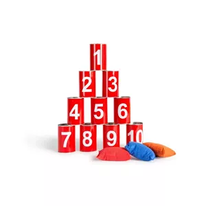 Bunnock game set BS Toys Tin Throwing Bunnock — metal pieces, 13 pcs, red, height 120 mm, Ø 87 mm
