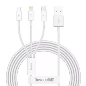 USB Cable Baseus Superior USB 2.0 1.5m USB A USB C/Micro USB A/Lightning White