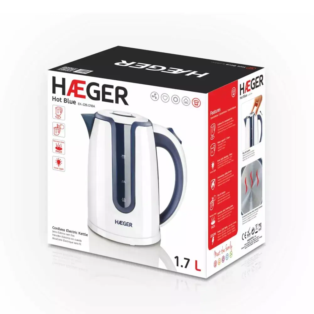 Electric kettle Haeger 1.7 L 2200 W EK-22B.018A Photo 2