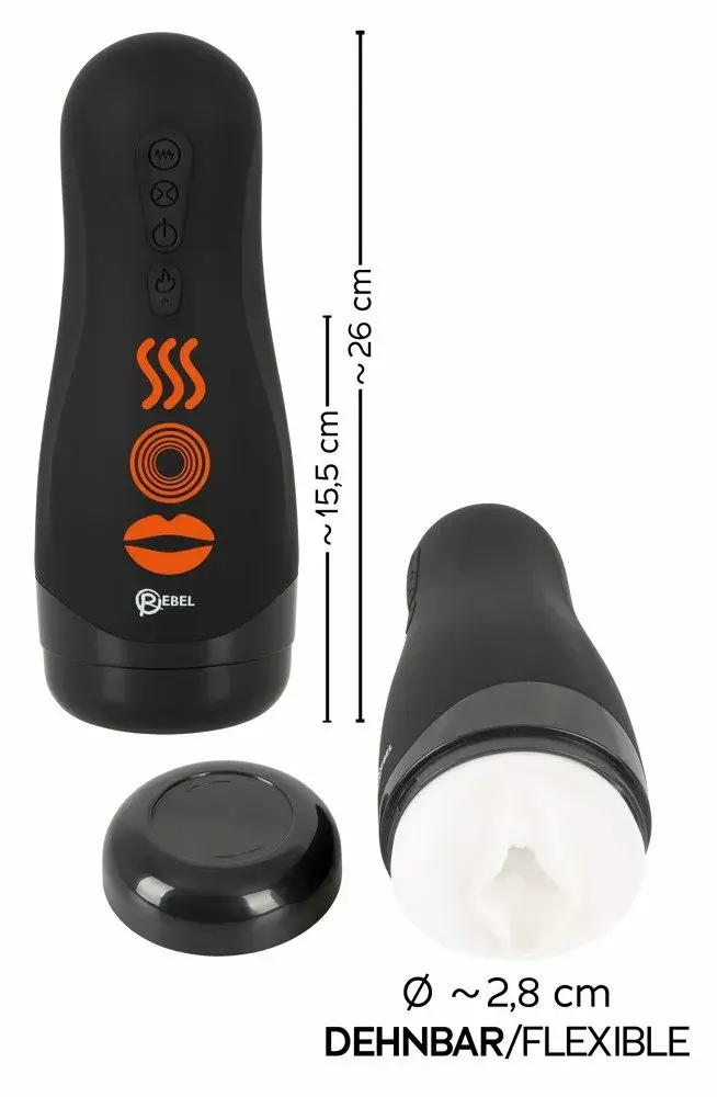 Мастурбатор Rebel Silicone Black — нагрев, вибрация, всасывание Photo 10