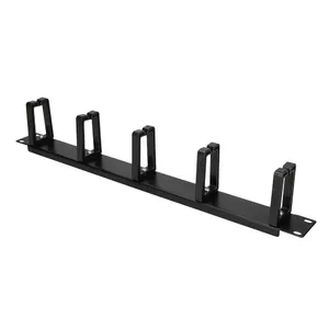 Kabeļu pārvaldības panelis Extralink Extralink Cable organizer 1U ar plastmasas gredzeniem Melns