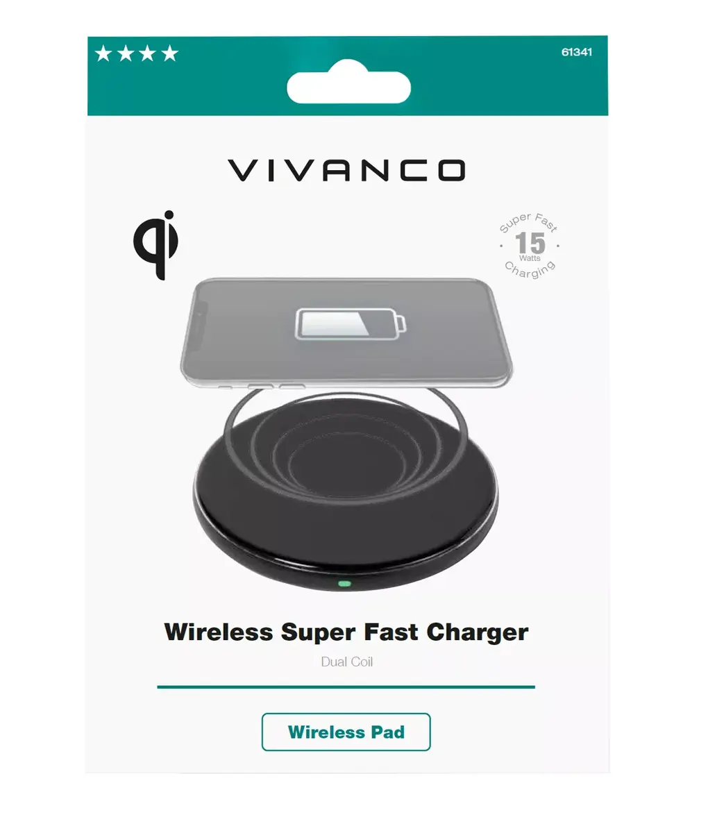 Wireless Charger Vivanco QICHARPADVV15WBK Photo 5