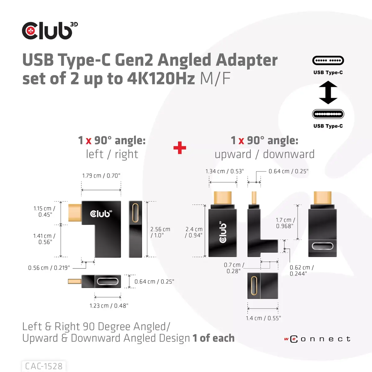 CLUB3D USB Type-C Gen2 угловые адаптеры CAC-1528 Photo 4