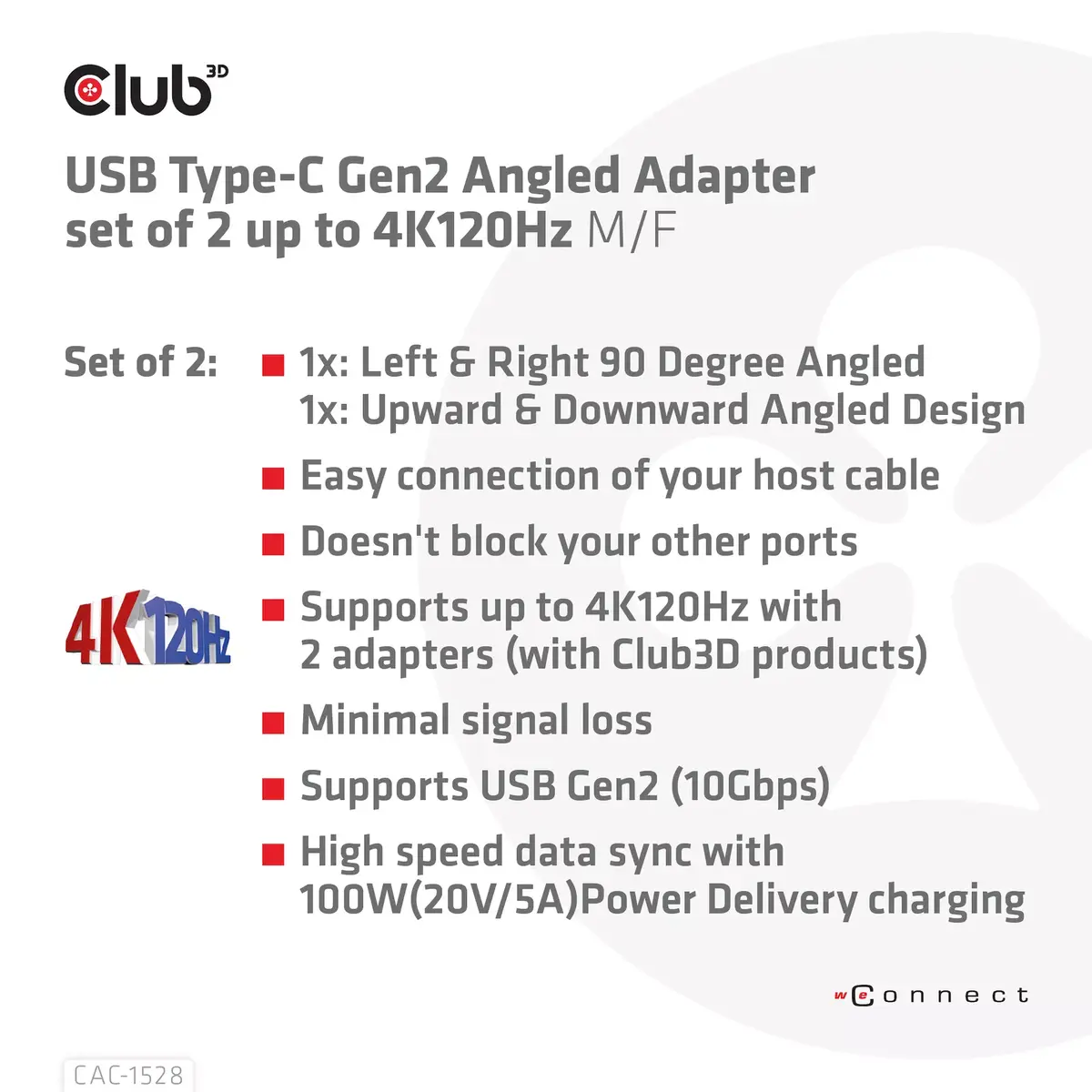 CLUB3D USB Type-C Gen2 угловые адаптеры CAC-1528 Photo 6