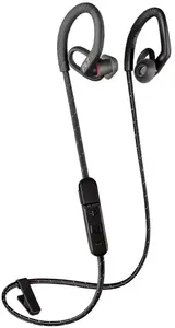 Austiņas HP POLY BackBeat Fit 350 — bezvadu Bluetooth ar auss āķi, 20–20000 Hz, darbības rādiuss 10 m, 15 g, melni/pelēki