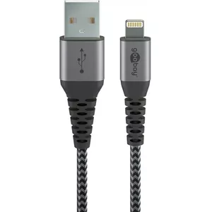 Lightning cable GOOBAY 49268 — USB A to Lightning, 1 m, 2.4A, grey/silver