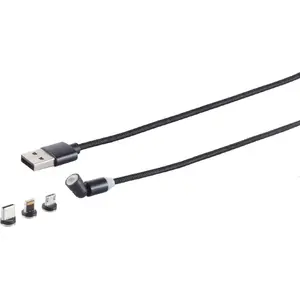 Magnetic 3-in-1 USB-A Charging Cable ShiverPeaks 540° — Black, USB-A to Magnetic Multi-Connector