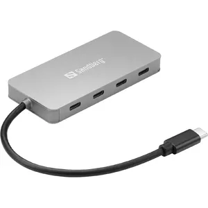 Sandberg 136-41 interfeisa centrmezgls USB 3.2 Gen 1 (3.1 Gen 1) Type-C 10000 Mbit/s Pelēks