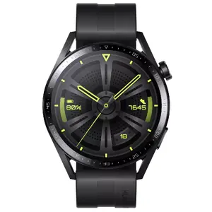 Viedpulkstenis HUAWEI WATCH GT 3 46 mm, 1.43" (3.63 cm) AMOLED 466×466, 4 GB, GPS, HarmonyOS, melns, fluoroelastomēra siksniņa