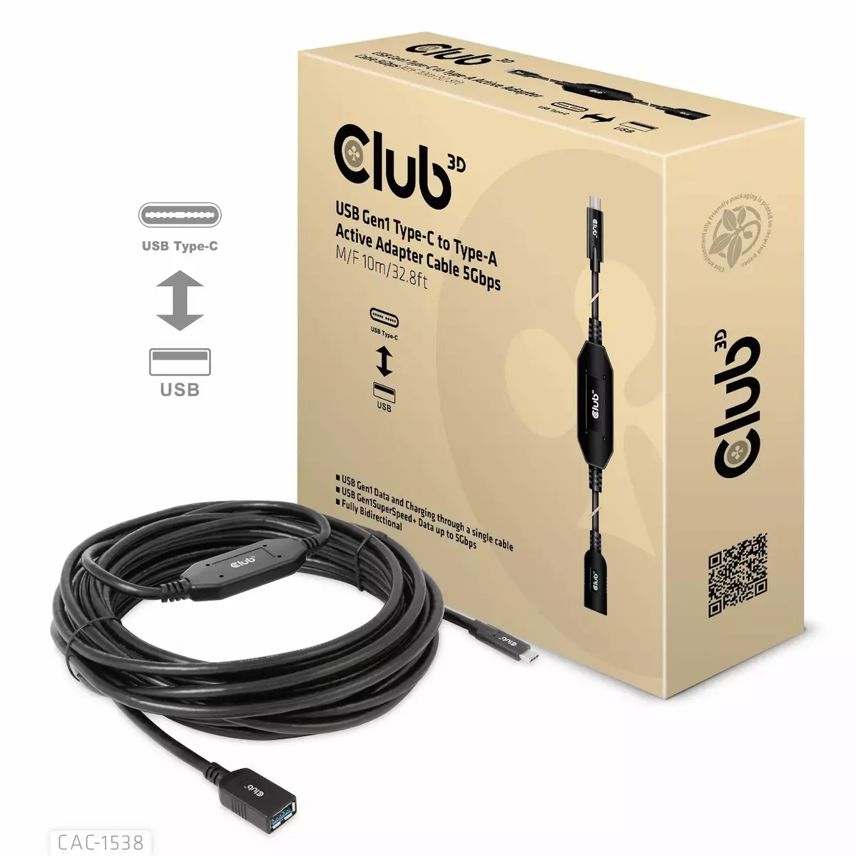 USB Gen1 Type-C to Type-A адаптер CLUB3D CAC-1538 Photo 2