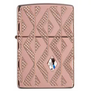 Zippo lighter Zippo 49702 Armor with geometric diamond pattern, brushed chrome finish