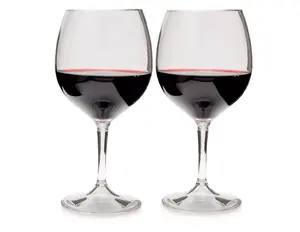 Red wine glass GSI Outdoors 79312, copolyester, 275 ml, 23.8 cm height, 9.4 cm bowl diameter, set of 2