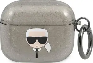 Protective Case Karl Lagerfeld Glitter Head for Apple AirPods 3 – Black (KLA3UKHGK)