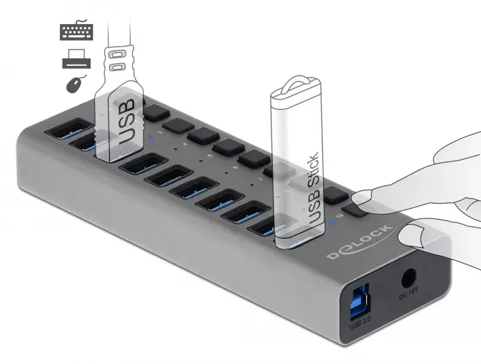 DeLOCK 63670 USB 3.2 Gen 1 Type-B Hub Photo 2