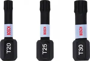 T-profile Bit Set Bosch 2608522479, 3 pieces, for T20/T25/T30 drives