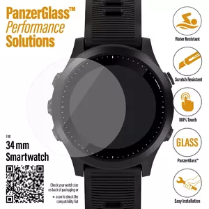 Защитное стекло PanzerGlass SmartWatch 34 мм — закалённое стекло 34×34×0,51 мм, прозрачное