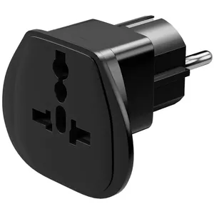 Goobay World to EU Travel Adapter, Type G to Type F, Black