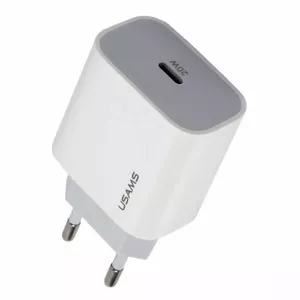 Сетевой зарядный адаптер usams T34 US-CC118 20W 1× USB-C (Type-C) PD3.0 быстрая зарядка для iPhone 11/12/13 белый