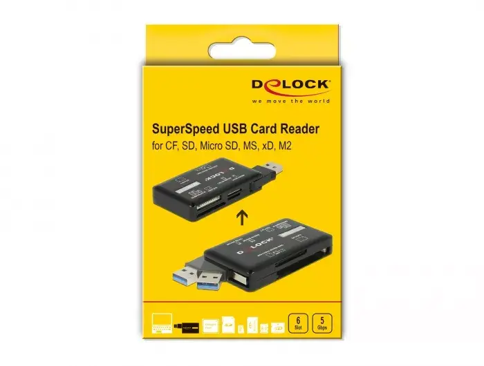 DeLOCK SuperSpeed USB kartes lasītājs CF SD Micro SD MS M2 xD Photo 4