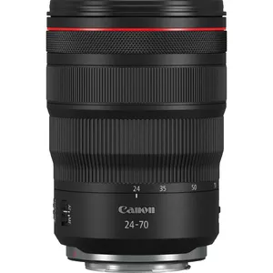 Standarta tālummaiņas objektīvs Canon RF 24-70mm F2.8L IS USM — 24–70 mm, f/2.8–22, Canon RF bajonets, tuvākā fokusēšanās 0,21 m, 0,9 kg, melns
