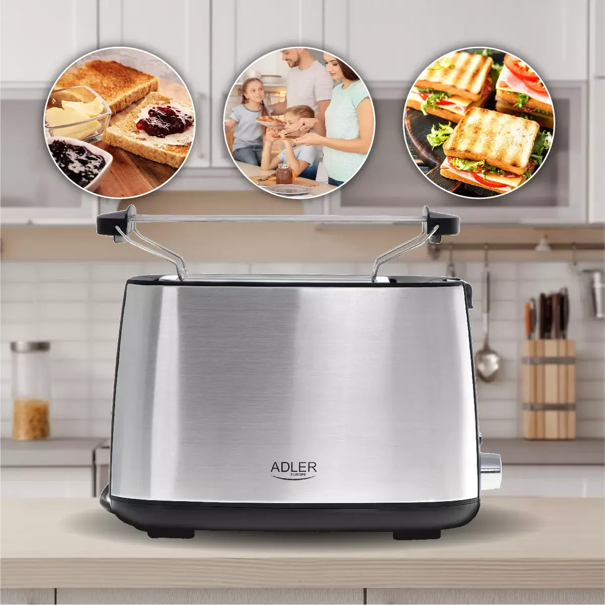 Grauzdētājs Adler AD 3214 — 2 šķēles, 900 W Photo 4