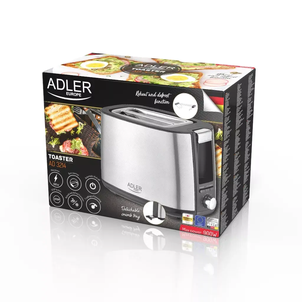 Grauzdētājs Adler AD 3214 — 2 šķēles, 900 W Photo 13