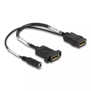 DeLOCK DisplayPort Cable 4K 60 Hz DC feed 0.30 m panel-mount