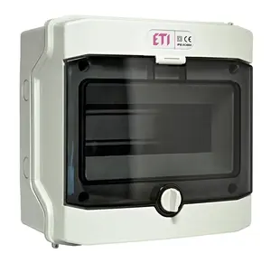 ETI ECH-8G Surface Mounted Distribution Box, 8 Modules, IP65, Transparent Door