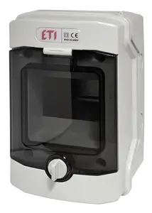 ETI ECH-4G Surface Mounted Distribution Box, 4 Modules, IP65, Transparent Door, 400V, 63A