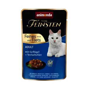 Wet cat food animonda Vom Feinsten — adult poultry & saithe filet, grain-free sachet 85 g