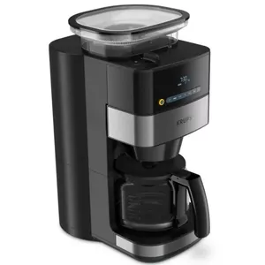 Капельная кофеварка KRUPS KM8328 — бак 1,25 л, встроенная кофемолка, 15 чашек, 1000 Вт, чёрная
