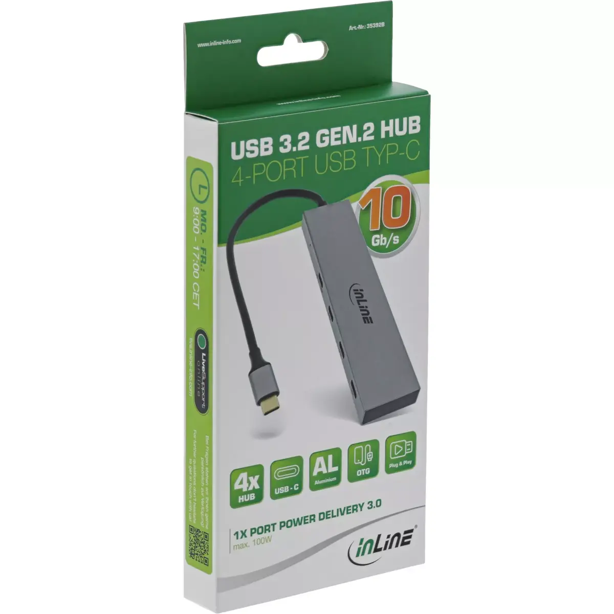 InLine USB 3.2 Gen.2 Хаб 4 порта USB-C Photo 5