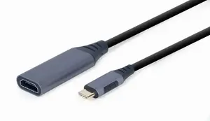 Gembird A-USB3C-HDMI-01 Video Cable Adapter USB Type-C Male to HDMI Type A Female 0.15 m 4K Black Grey