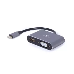 USB-C to HDMI/VGA graphics adapter GEMBIRD A-USB3C-HDMIVGA-01, up to 3840×2160, compact grey