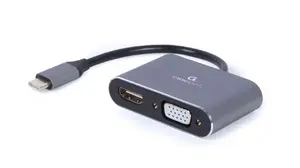 Gembird A-USB3C-HDMIVGA-01 графический USB-адаптер USB Type-C в HDMI и VGA 3840 x 2160 пикселей Серый