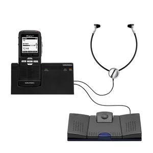 Diktafons Grundig Digta 7 Stand-Alone Kit — iekšējā atmiņa, microSD atbalsts, 25 h ieraksts, DSS/MP3/WAV, LCD 160×160, USB, Li‑Ion, melns