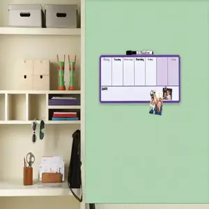 Magnetic Dry Erase Weekly Organiser NOBO 140 x 360 mm purple