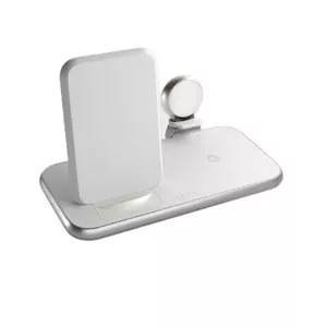 Wireless Charger ZENS 4 in 1 Stand+Watch Aluminium White Indoor Fast Charging