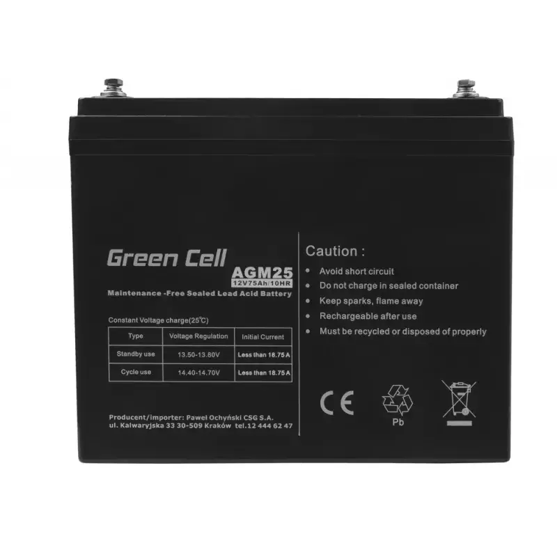 Green Cell AGM25 UPS akumulators 12 V 75 Ah Photo 4