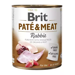 Влажный корм для собак Brit Paté & Meat Rabbit 800 г — паштет с кроликом, 800 г, для взрослых, без злаков, банка