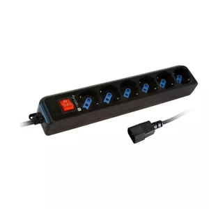 Сетевой удлинитель TECHLY IUPS-PCP-6V — 6 розеток Type L, кабель 1,5 м, 16 A, 3500 W, чёрный