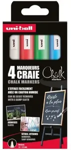 uni-ball Chalk Marker PWE5M/4 PF, 4-color set, round tip, line width 1.7–2.5 mm, single pack