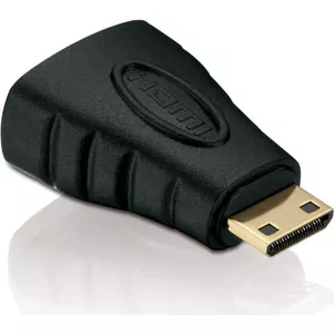 Helos Mini HDMI/HDMI Adapter - Eco - 1080p Mini HDMI/HDMI 1080p Adapter mit vergoldeten Steckkontakten. Mini HDMI C Stecker (19pol) auf HDMI A Buchse (19pol). Farbe: Schwarz *RoHS Compliant* (X-HA030)