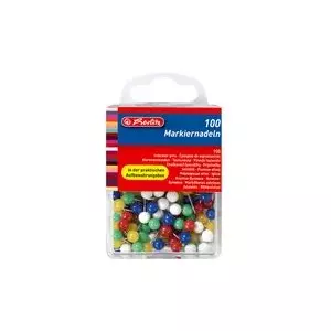 Marking Pins HERLITZ 8770356 — assorted colors, metal tip, plastic head, 6 mm diameter