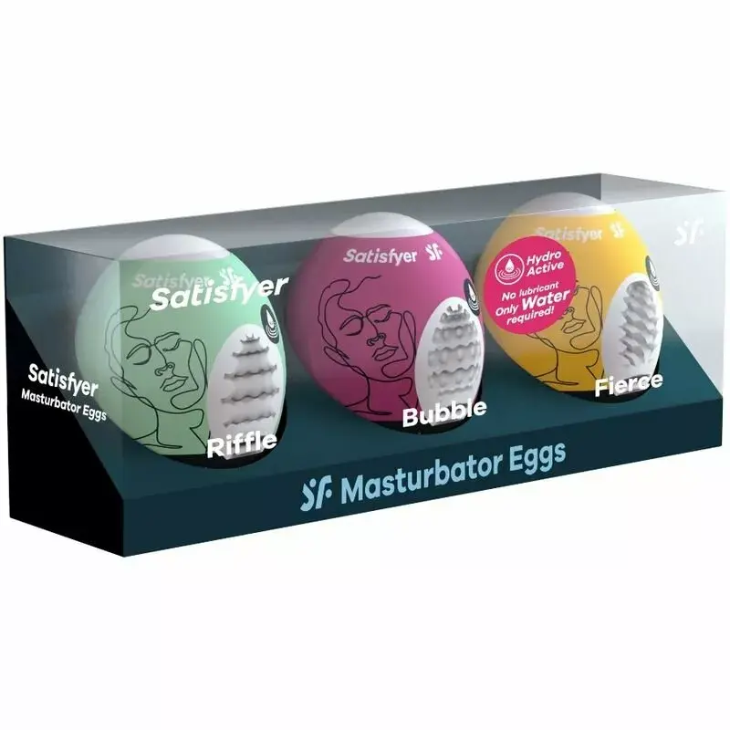 Masturbators Satisfyer Silicone Black — 3 teksturētas olītes Photo 2