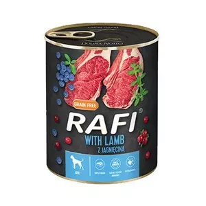 Влажный корм для собак dolina noteci Rafi Lamb 800 г — консервированный полноценный рацион для взрослых собак, без злаков, влажность 78%